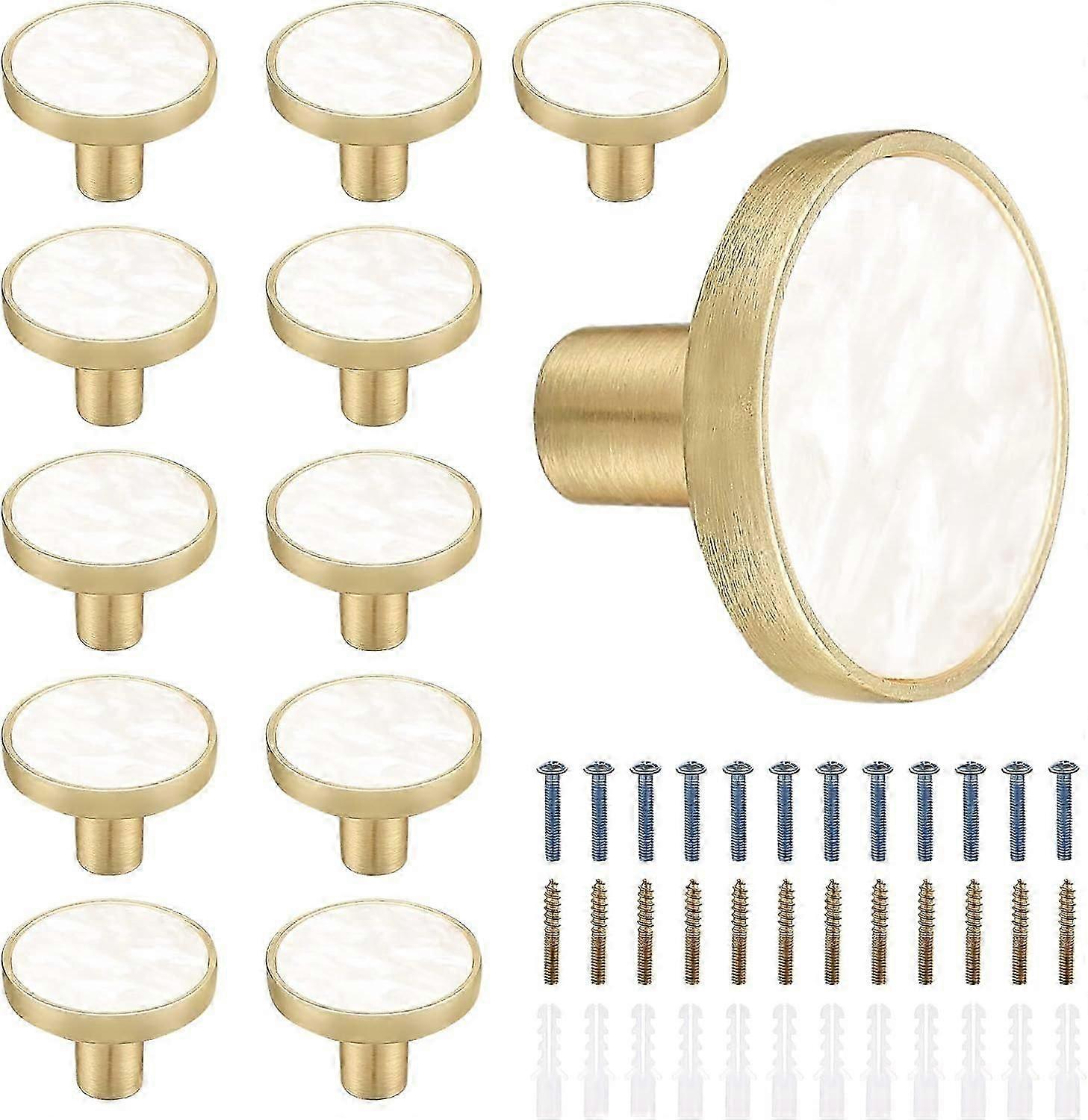 Marble Brass Drawer Knobs 32 mm Cabinet Handle Pulls Shell Brass Gold Cupboard Knobs Dresser Knobs Kitchen Furniture Hardware Wall Hook