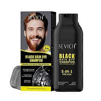 5-in-1 Hair Dye Shampoo Beard, Hair Natural Black Dye Grey Coverage
