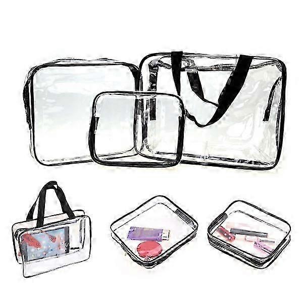 3-pack translucent transparent toiletry make-up bag transparent [MI]