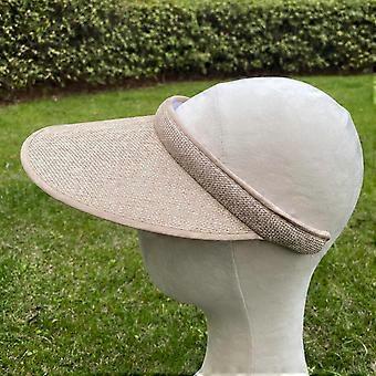 Visière de soleil à clip pour femmes et hommes, grande taille, large bord, à enfiler, idéale pour le sport et le golf, protection UV ajustable, casquette d'été, beige, taille 6 3/4-7 3/8