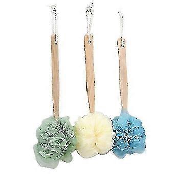 3pcs Wooden Long Handle Bath Balls Portable Bath Brushes Bath Back Scrubber