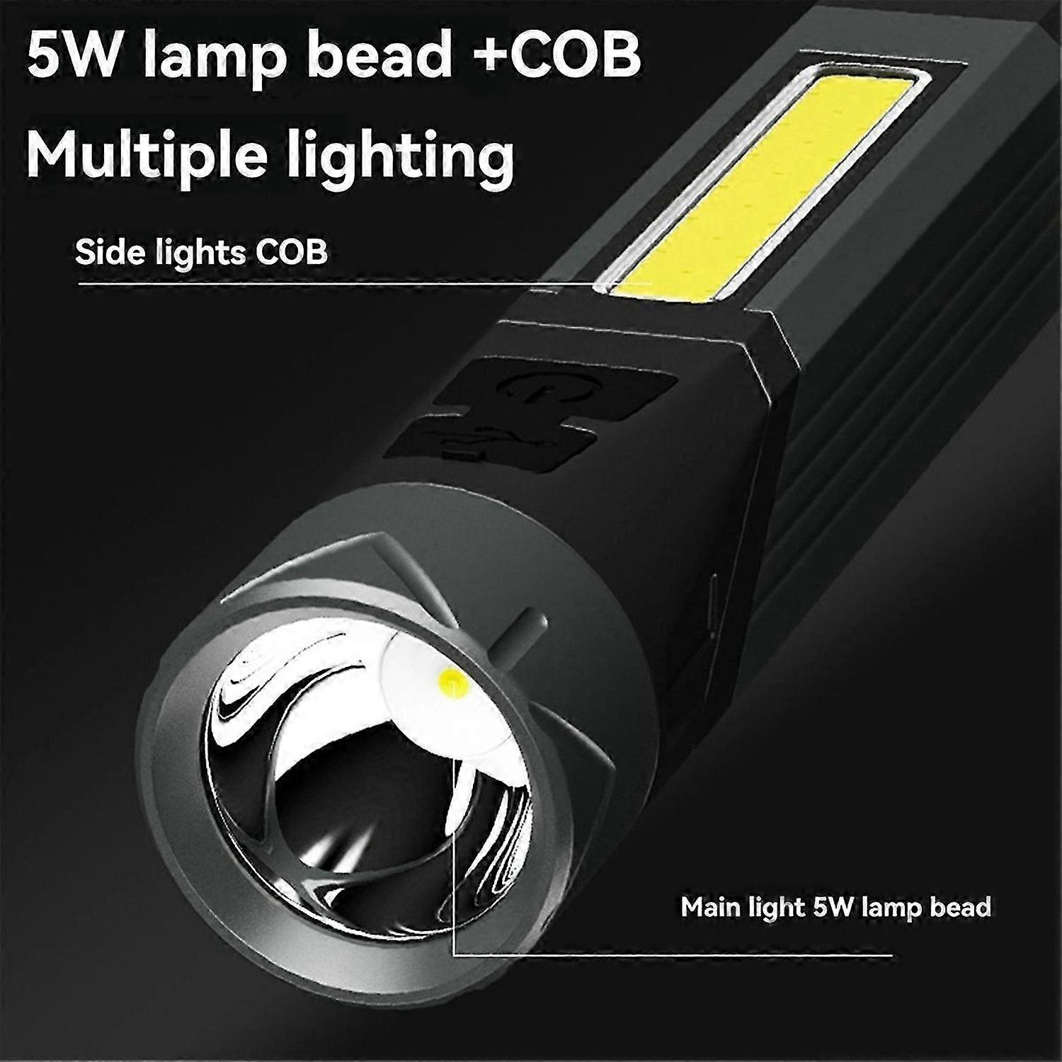 Multifunctional Foldable Flashlight COB Side Light Working Flashlight Outdoor Lighting Flashlight