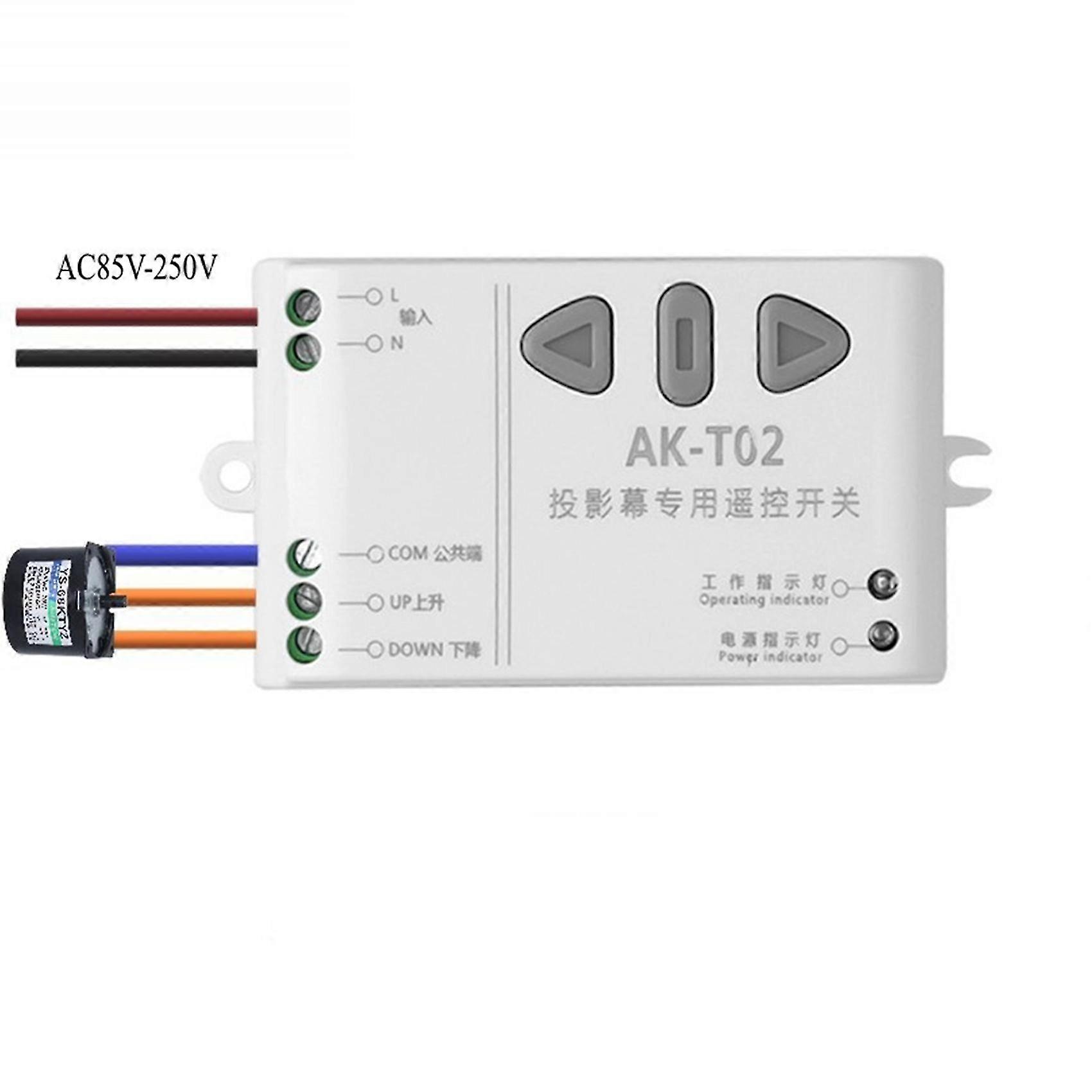 2X AC85-250V Motor Remote Switch Controller Projection Screen 433 UP Down Stop compatible withwards Reverse Stop