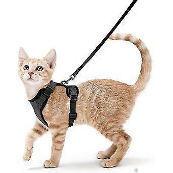 Cat Harness And Leash For Walking, Escape Proof Soft Adjustable Vest Harnesses For Cats, Easy Control Breathable Jacket, Black, S