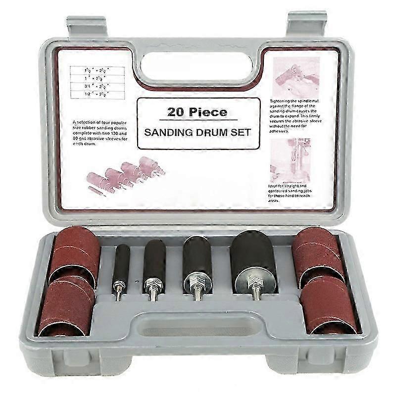 Drum Spindle Sander Tool Kit 20pcs Sanding Set Compatible with Case Press Drill