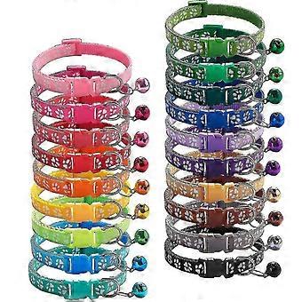19pcs Puppy Id Collars With Bell Adjustable 19-32cm, Soft Nylon Adjustable Reflective Identification Collars For Newborn Pets