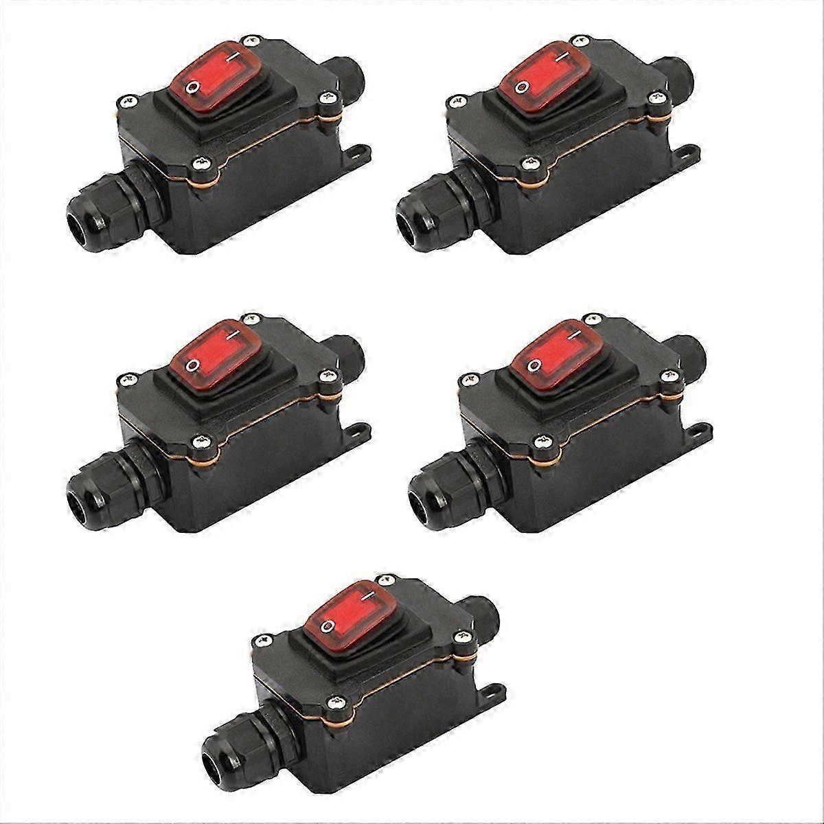 5 Pack Waterproof Ship Type Switch, 12V/24V 30A, IP65 Rated, Plastic