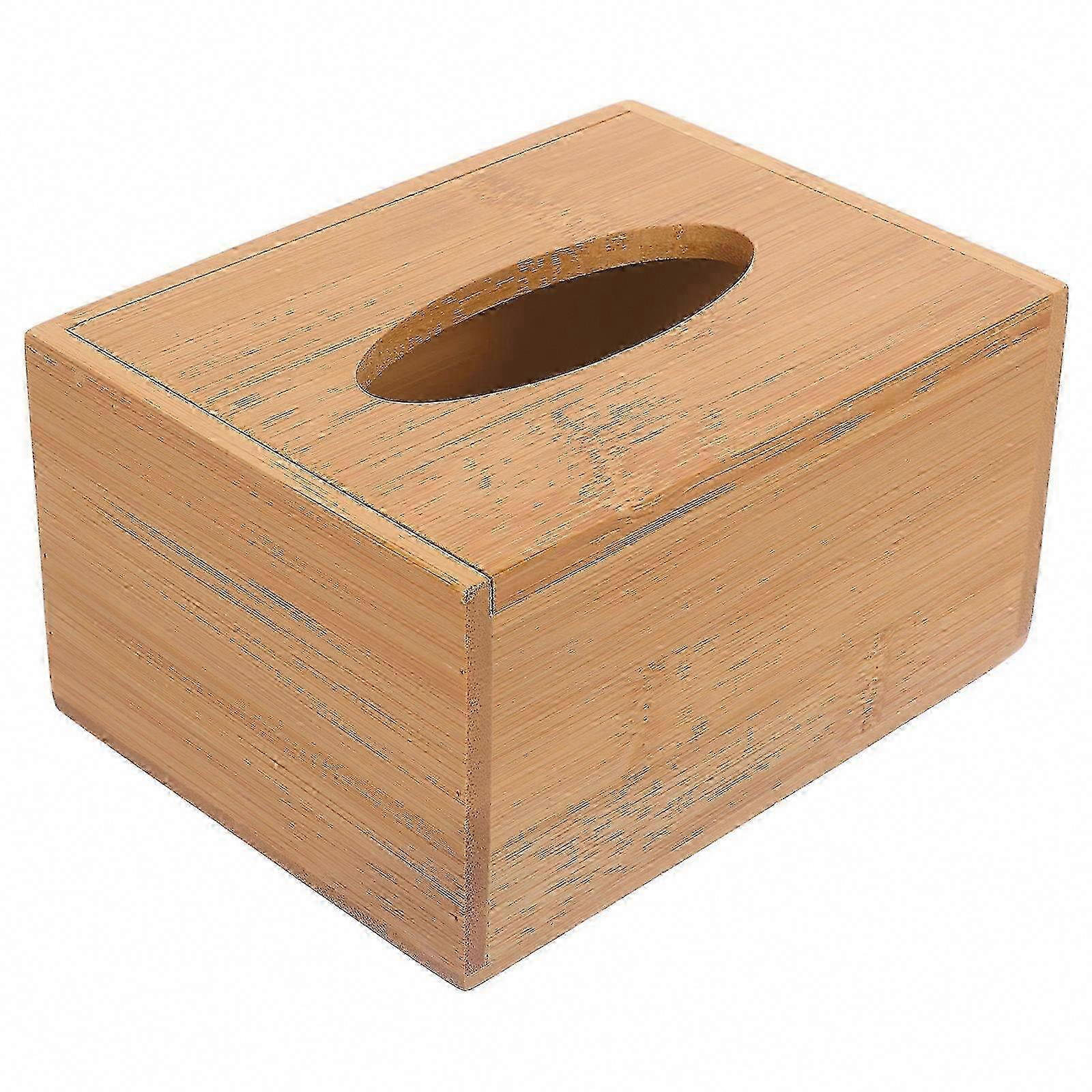 Sturdy Bamboo Rectangular Tissue Holder