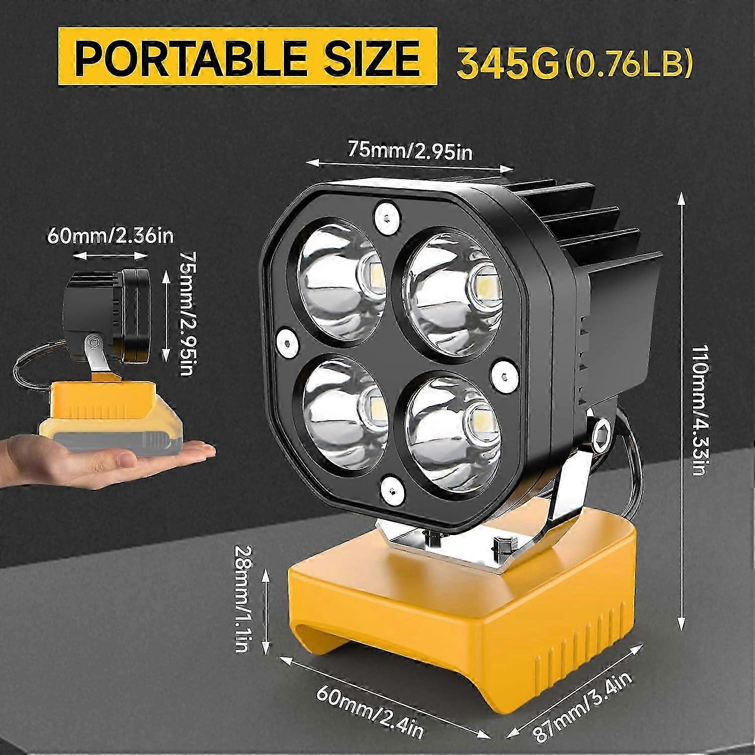 LED Work Light for 20V Battery,40W 6000LM Flashlight