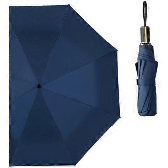Compact Travel Umbrella Light Blue Automatic Open Windproof Lightweight Folding Umbrella for Commuting