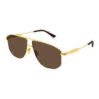 Bottega Veneta BV1509S 002 Full Rim Gold Unisex Pilot Sunglasses UV3 Original