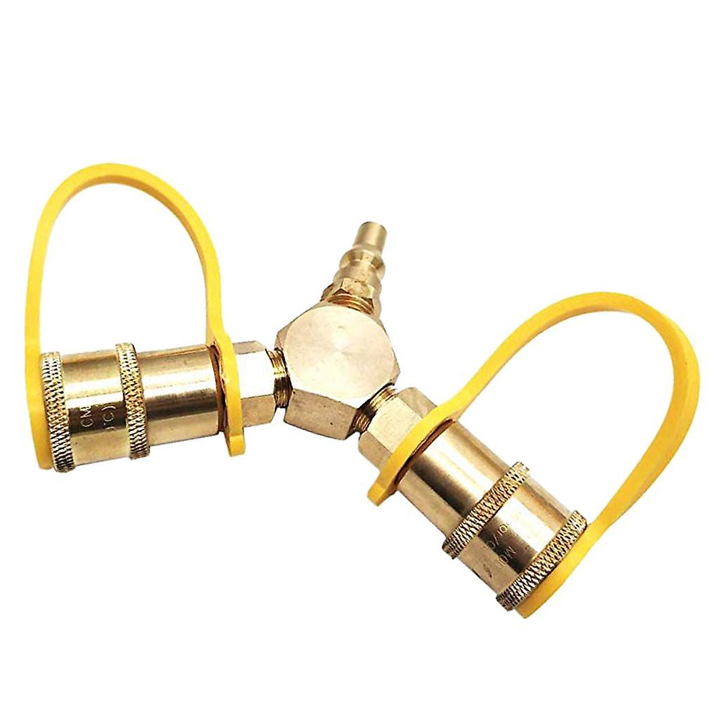 1/4inch Propane Y Splitter Quick Connect Y Adapter Fitting Connector Brass