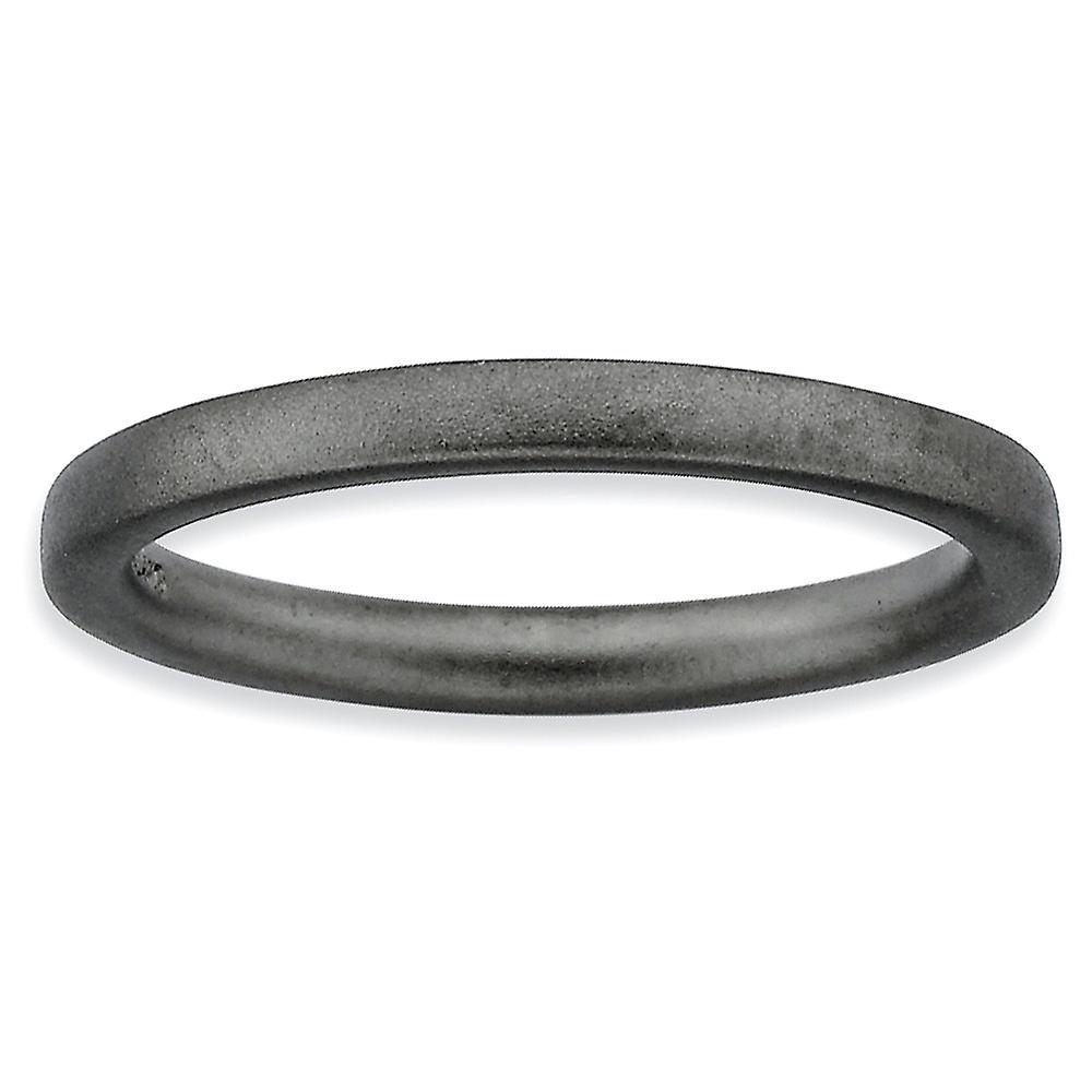 925 Sterling Silver Black Plated Satin Ring-Ring for Women - Ring Size: 5 to 10