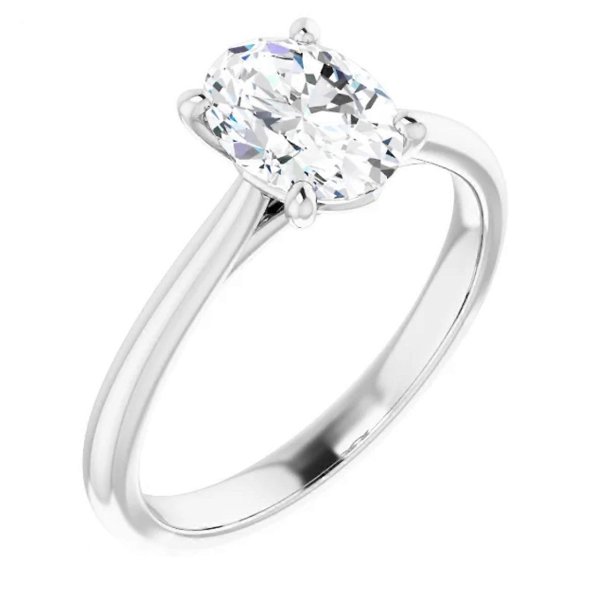 Oval Diamond Solitaire Engagement Ring,14k White Gold (1.07 Ct,F Color,SI2 Clarity) GIA Certified