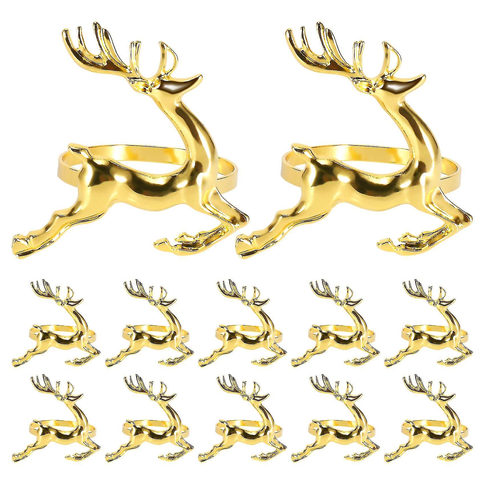 12pcs jul elg hjort serviett ringer legering serviett bord dekorasjon