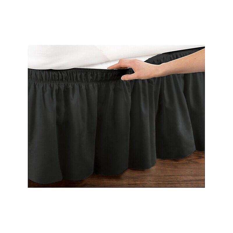 Bedskirts, Solid Color Elastic Ruffle Bed Skirt, Black, 150X200+30cm -