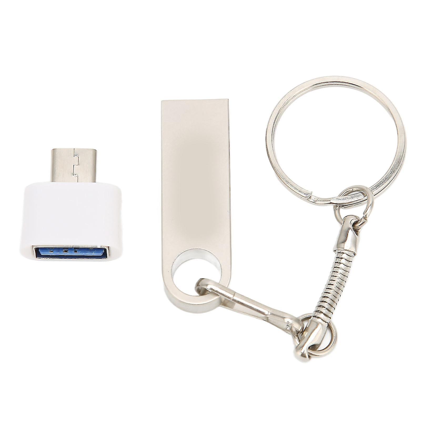 Usb Flash Disk Usb2.0 Typec Mobile Phone Computer Dual Use U Disk High Speed Flash Drive With Keychain256gb Silver