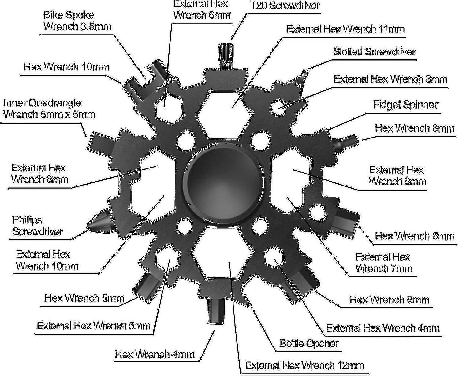 23 In 1 Multi Tool, Snowflake Man Gift Idea With Fidget Spinner Function, Men Gift Anti-stress Gadge
