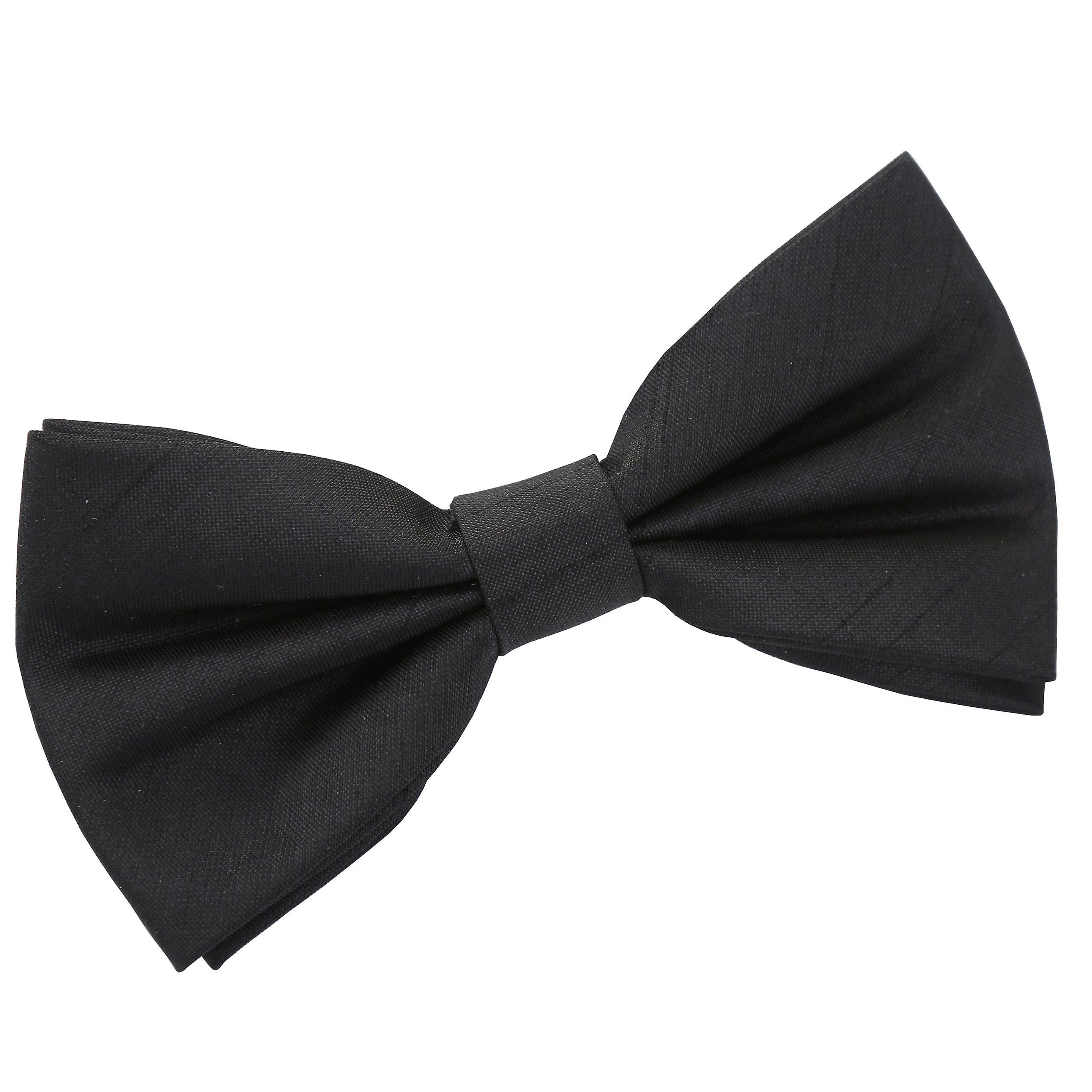Black Plain Shantung Pre-Tied Bow Tie