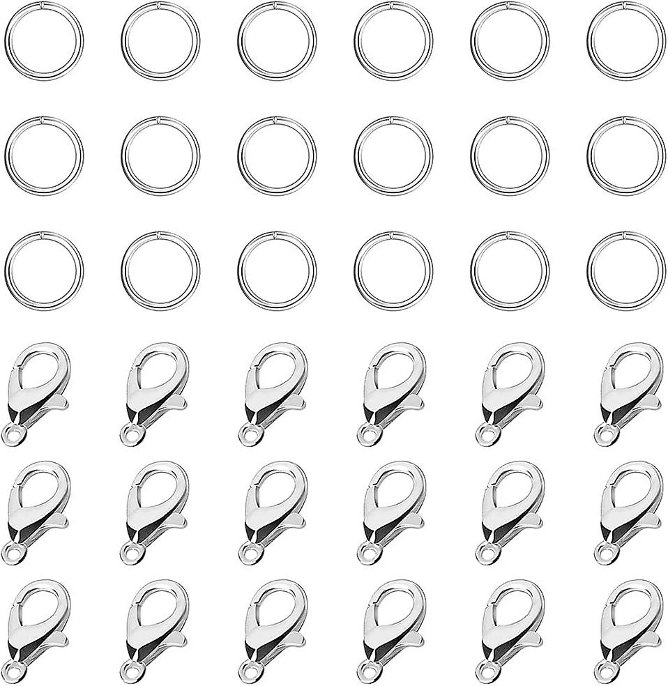 170pcs Silver Lobster Claw Clasps With Open Jump Rings Set - Jewelry Clasps For Making Findings And Bracelets