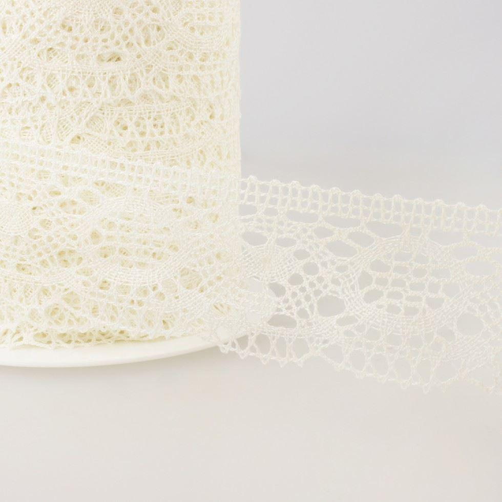 63mm Stephanoise Linen Lace Trim Ivory - per metre