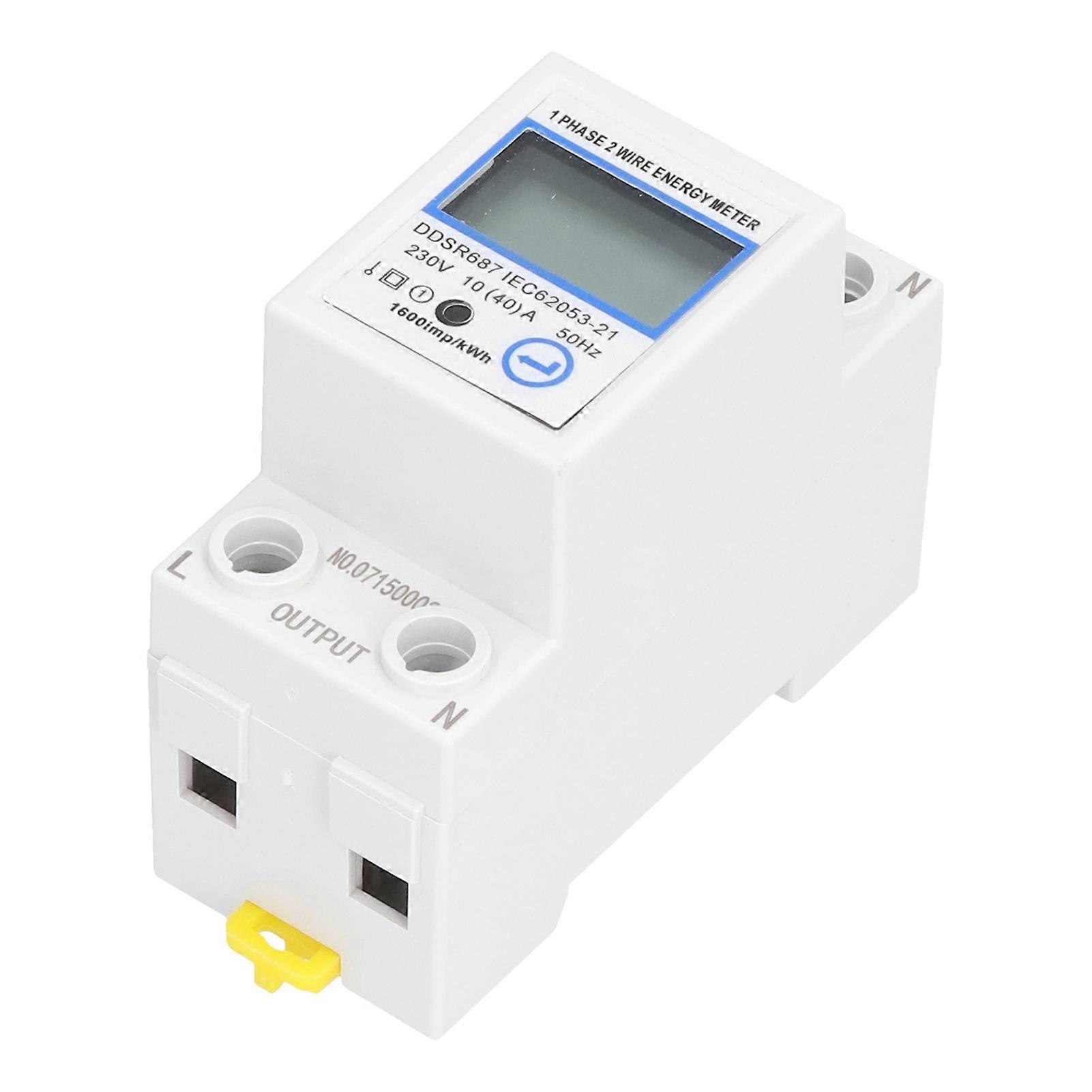 1 Phase 2 Wire Energy Meter Multifunctional LCD Digital Display 2P DIN Rail Electric Meter for Home