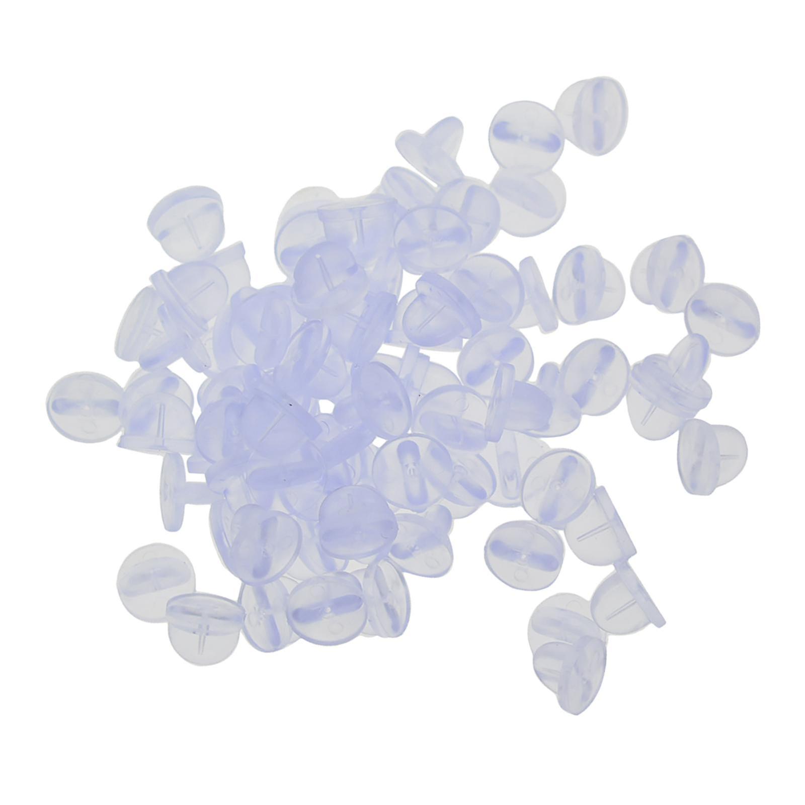 200x Silicone Pin Backs Butterfly Clutch for Uniform Badges Bars Clear