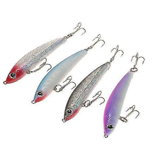 Fishing Baits Lures 4pcs 85mm/14g 3d Eyes Durable Bait Long Casting Lure Artificial Lifelike Bait With Two Treble Hooks
