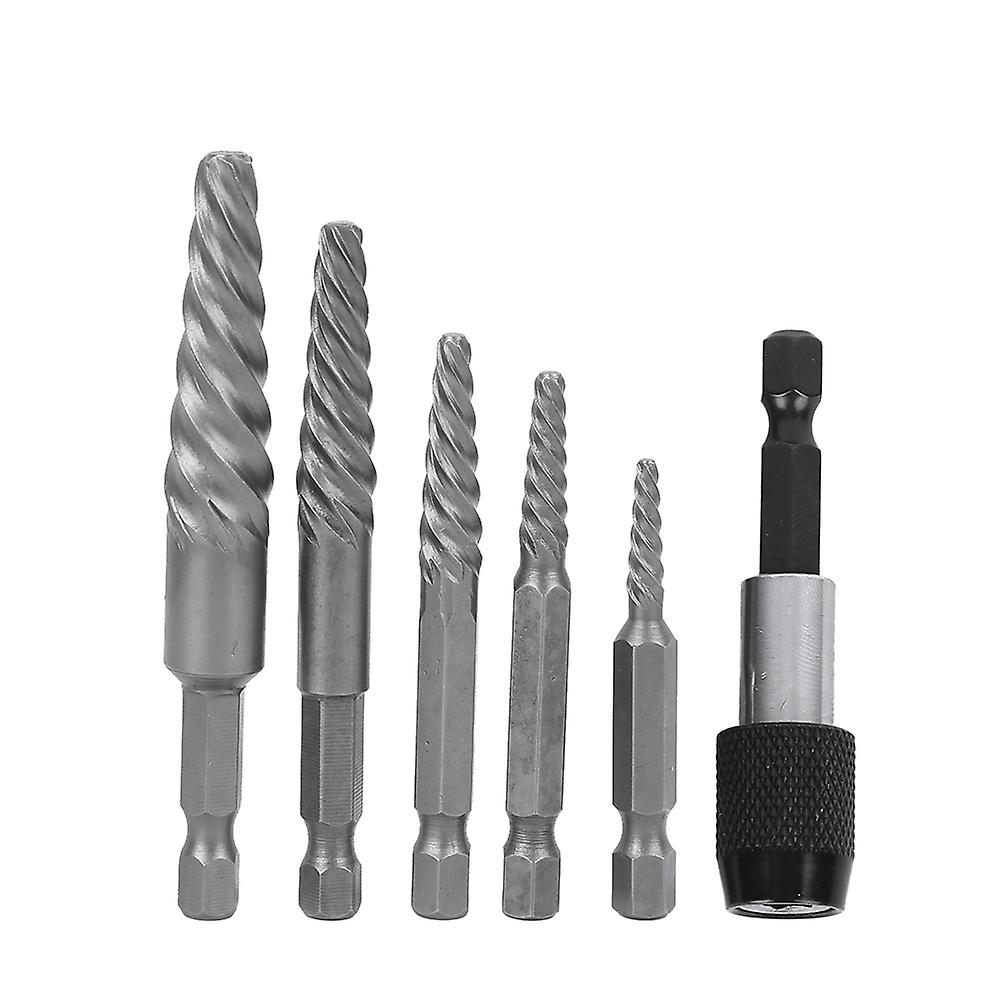 6pcs Broken Screw Extractor Hex Shank Coarse Teeth Damaged Bolts Removal Tool Easy Out Set