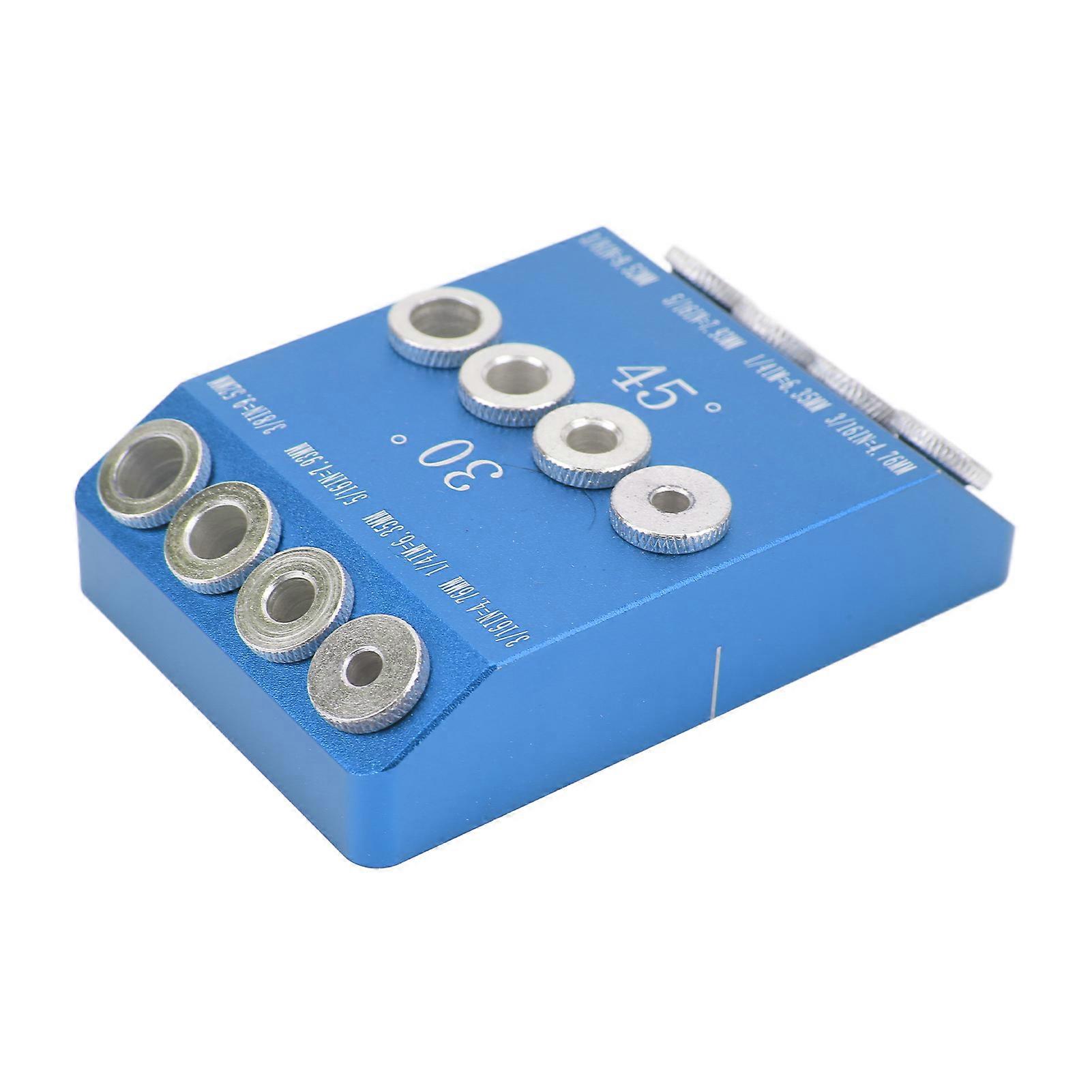 4 Sizes Pocket Hole Drill Guide Jig, High Hardness Portable Simple Operation Hole Jig 30 45 90 Degree (Blue)