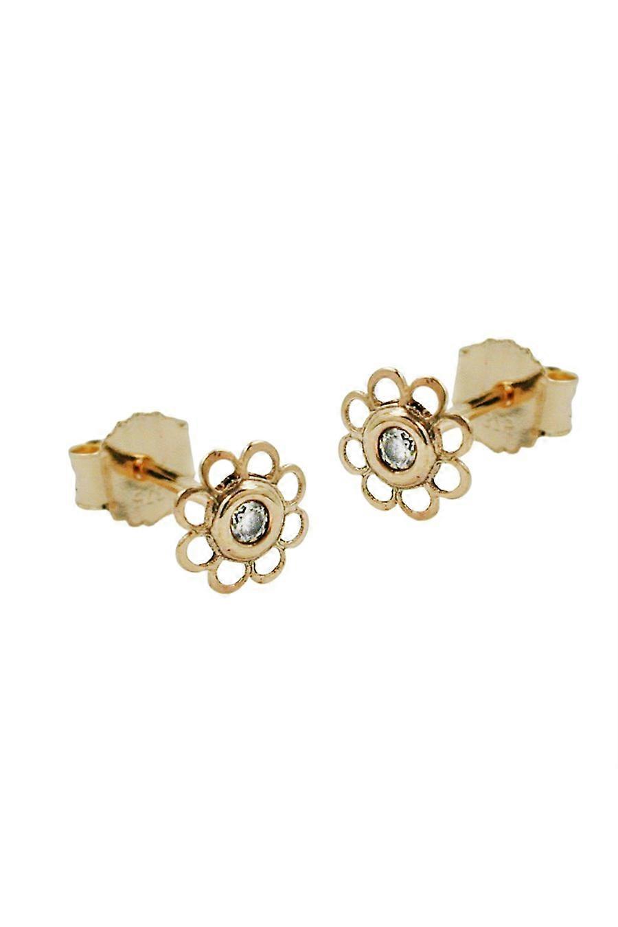 Stud Earrings Flower With Zirconia 9k Gold - Gl431030