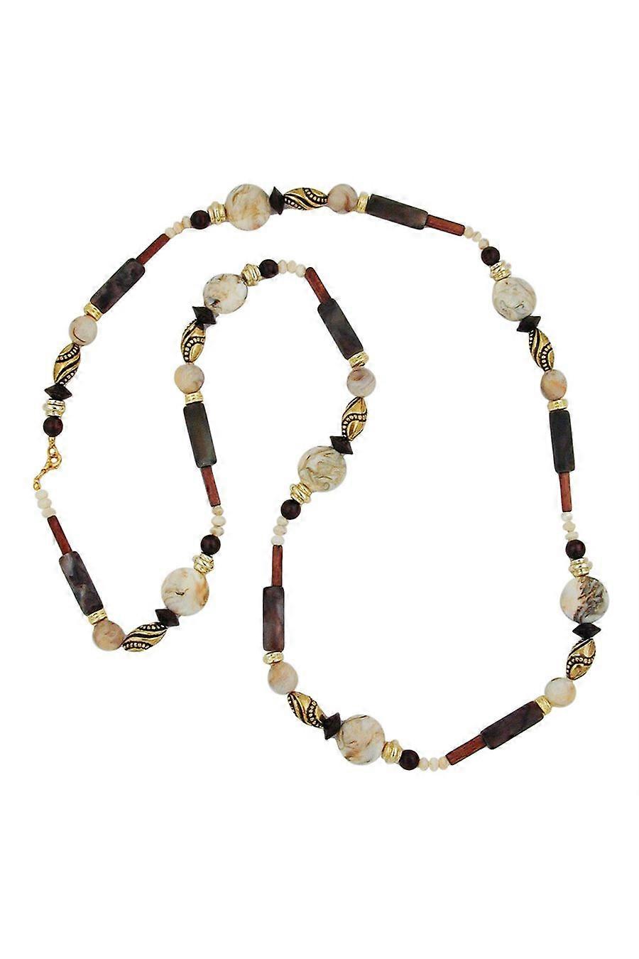 Necklace Beads Beige-brown 110cm - Gl04985