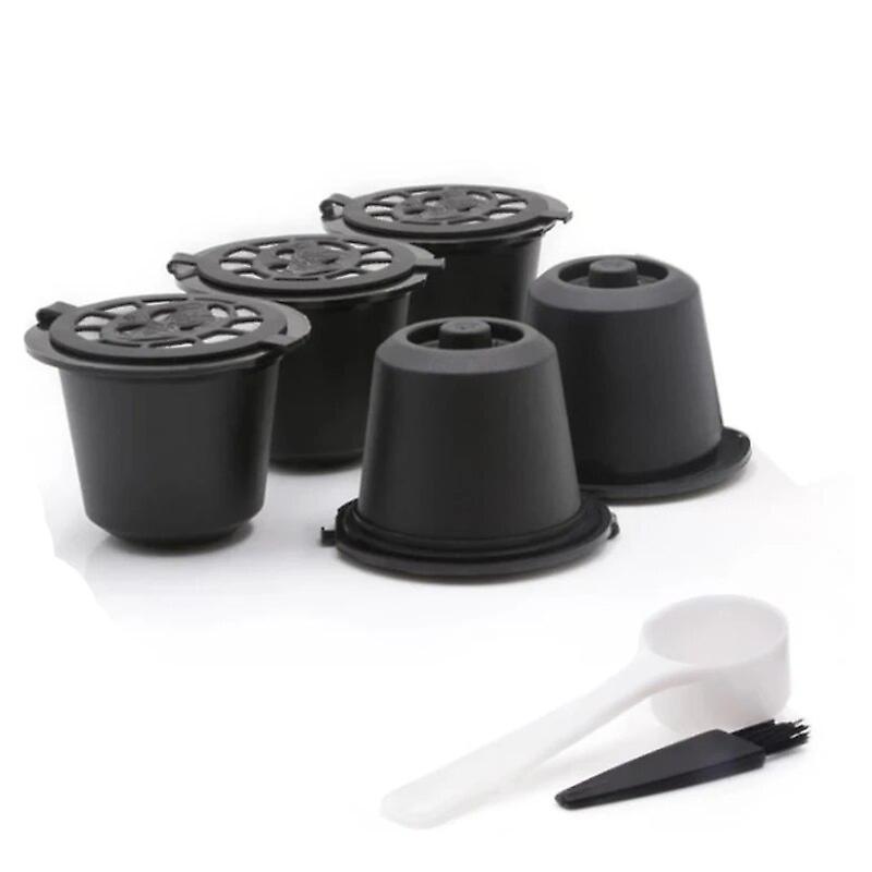5 Reusable Nespresso Capsules Refillable Coffee Capsule Filter With Nespresso Coffee Machines With Coffee Spoon Brush~10620