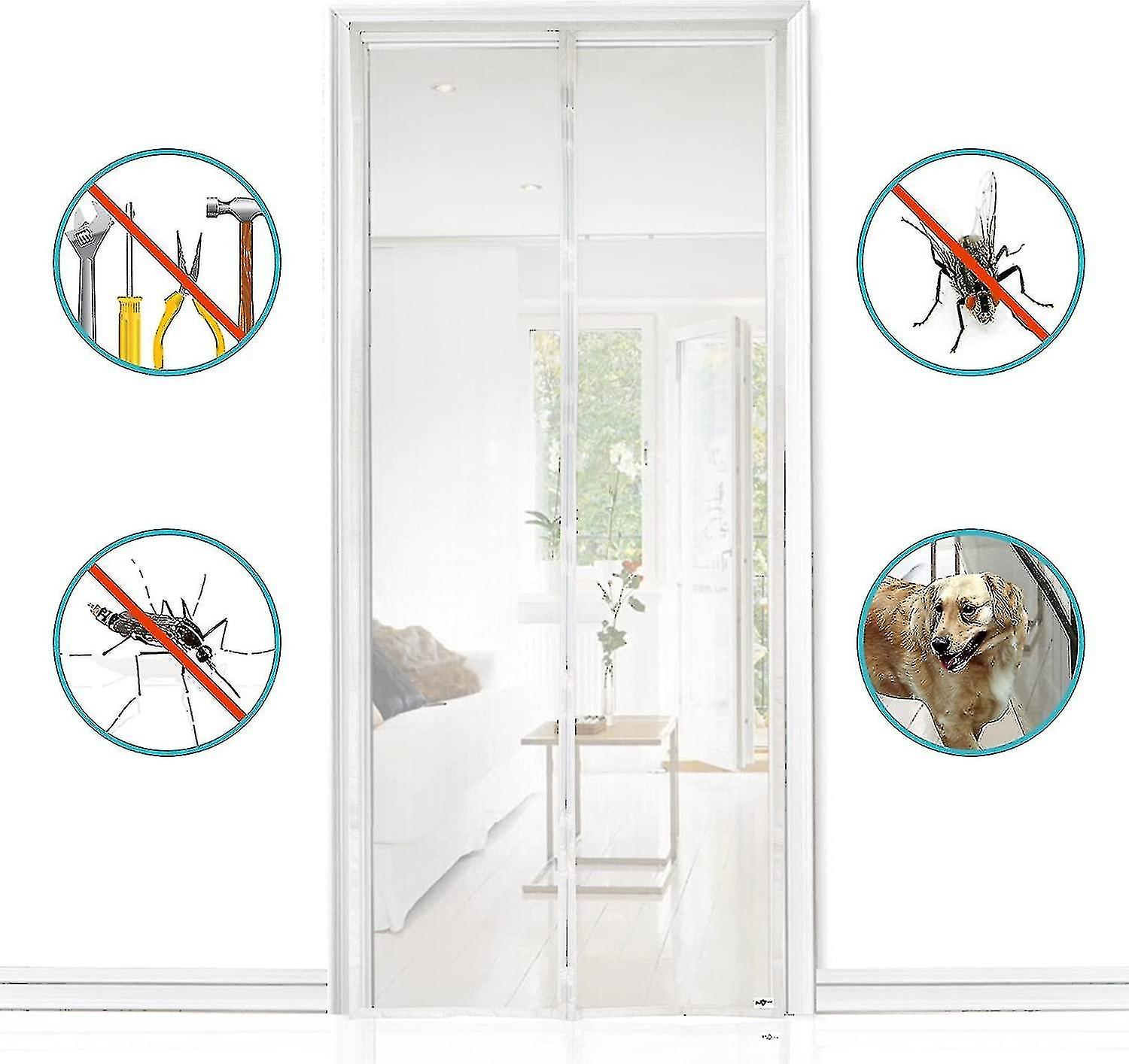Magnetic Fly Screen Door 80*210 Cm, Magnetic Curtains Can Be Easily Attached And Assembled Without D