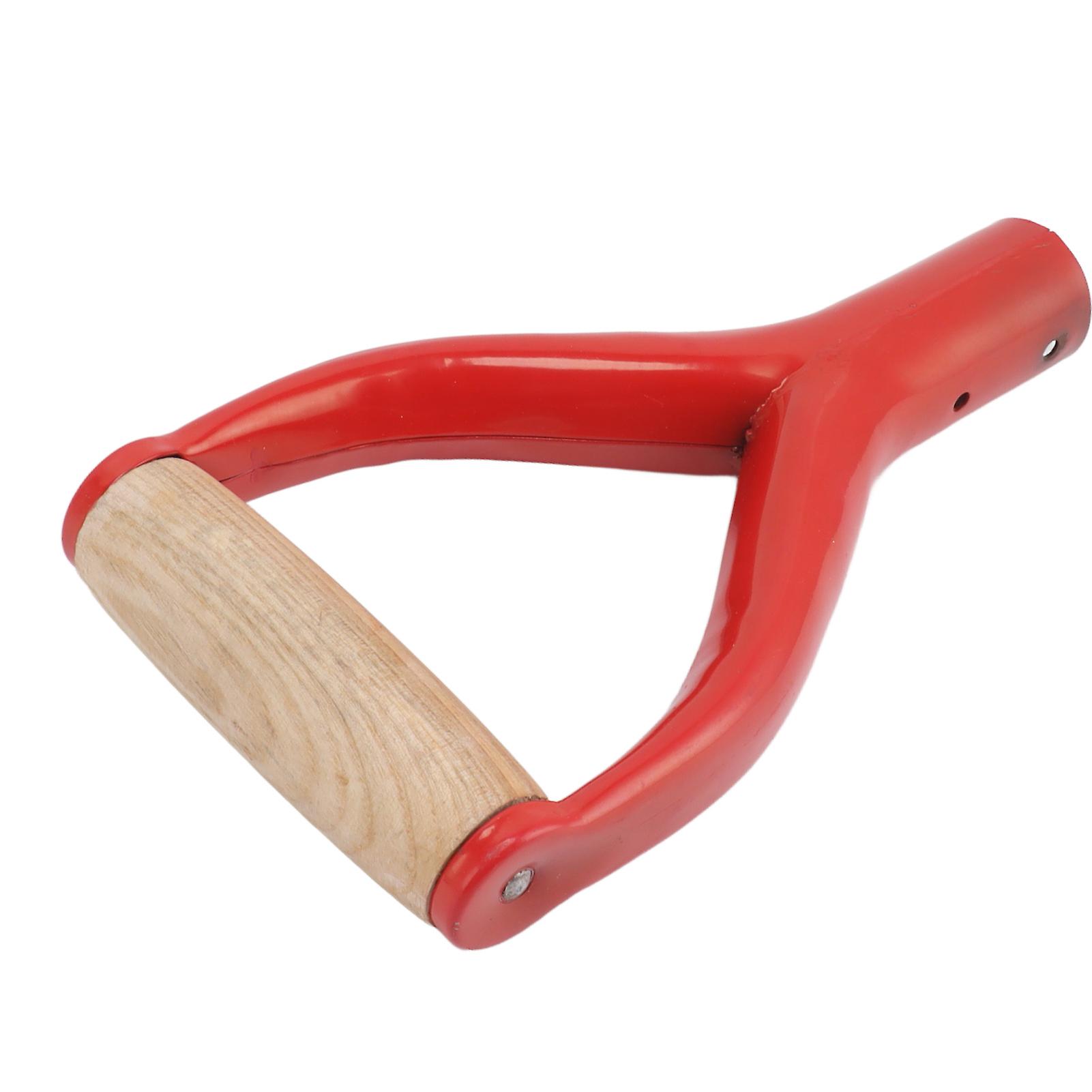 Shovel Handle Y Shaped 12.22in Inside Diameter Replacement Spade Handle with Wooden Grip for Garden Digging Raking Tool Red