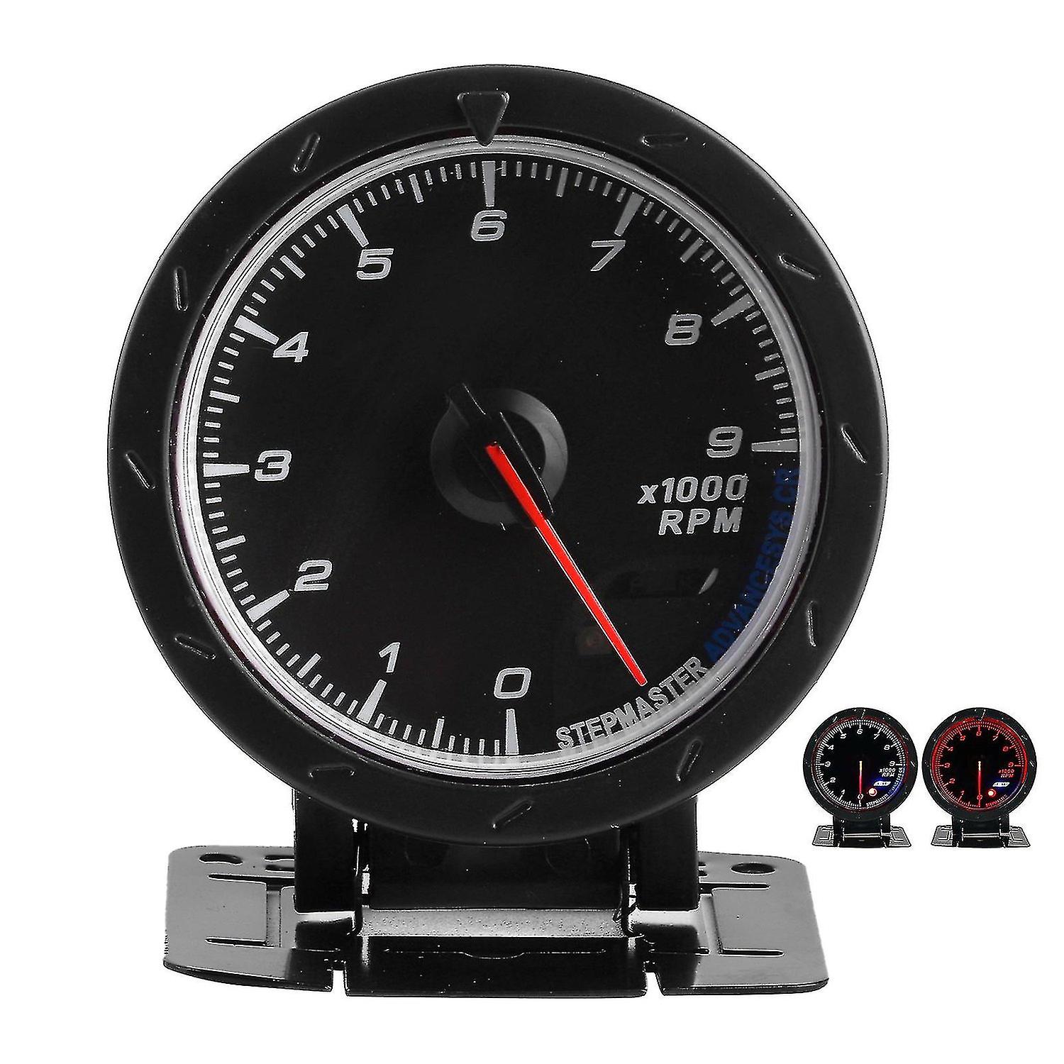 Tachometer gauge pointer  09000rpm white/red led light 65mm dia 12v auto instrument