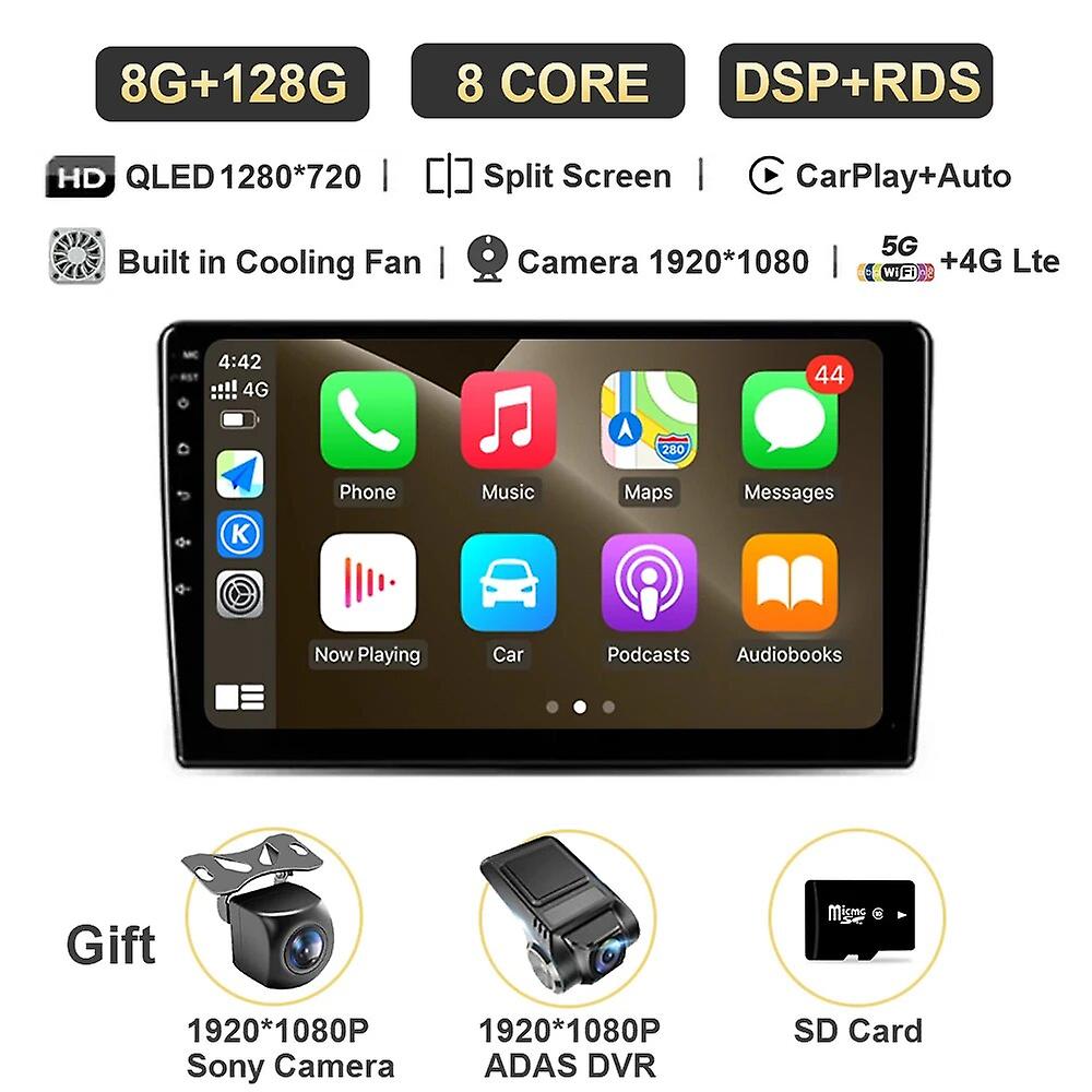 9" Android 13 Carplay Auto For Fiat Panda 2003 - 2012 Car Radio Multimedia Video Player Gps Navigation Stereo 4g Bt Wifi Qled