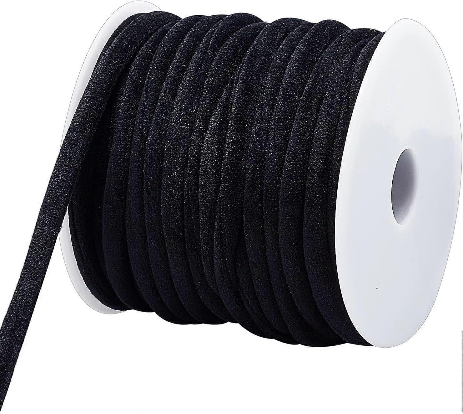 17.5 Yards Velvet Ribbon Soft Black Velvet Round Choker Cord Tubing Fabric Cord Sets with Plastic Spool