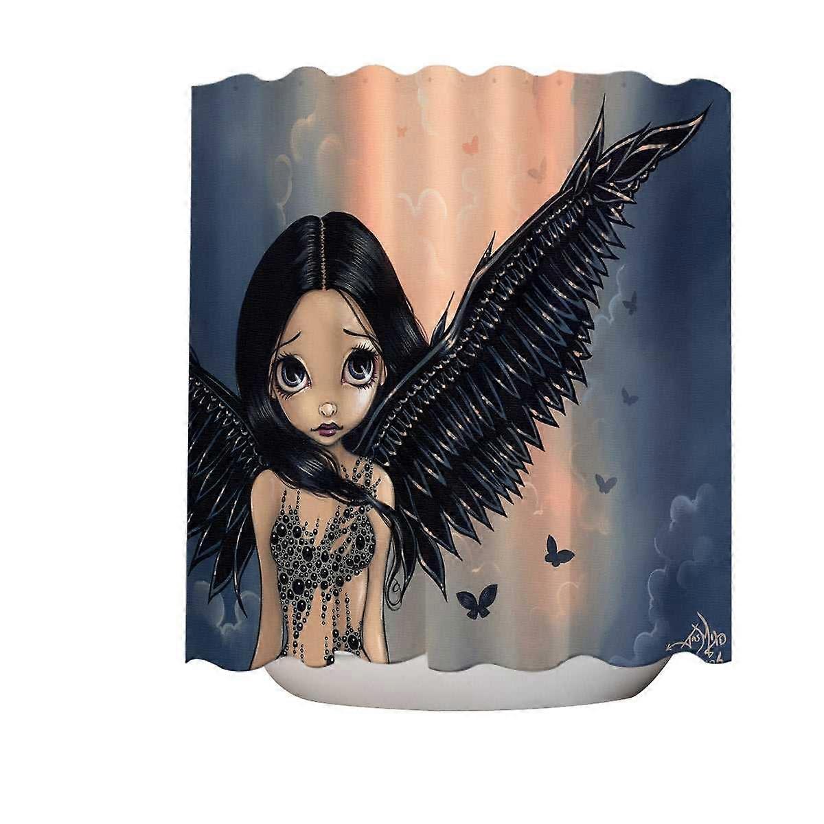 Beautiful Black Winged Angel Shower Curtain