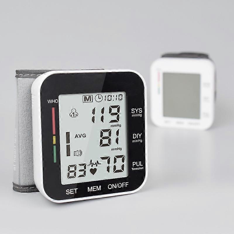 Blood Pressure Monitor Wrist Bp Monitor Large LCD Display Adjustable Wrist Cuff 5.31-7.68inch Automatic 90x2 Sets Memory for Home Use