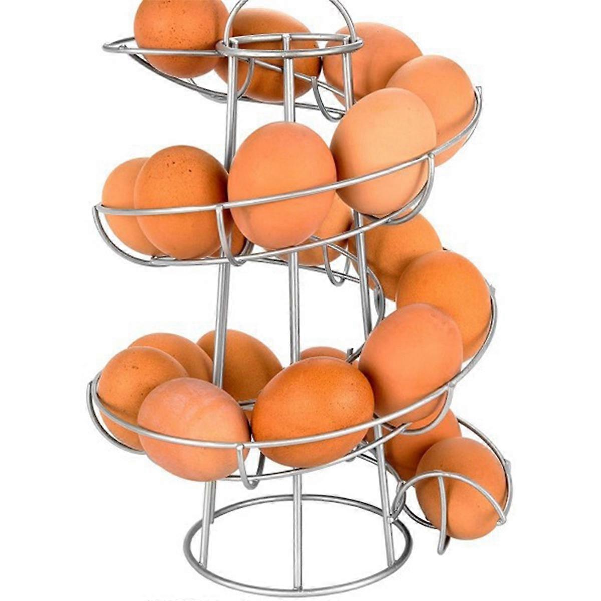 Kitchen Egg Rack, Spiral Egg Basket, Iron Practical Egg Storage Rack, Storage Rack Silver Gray