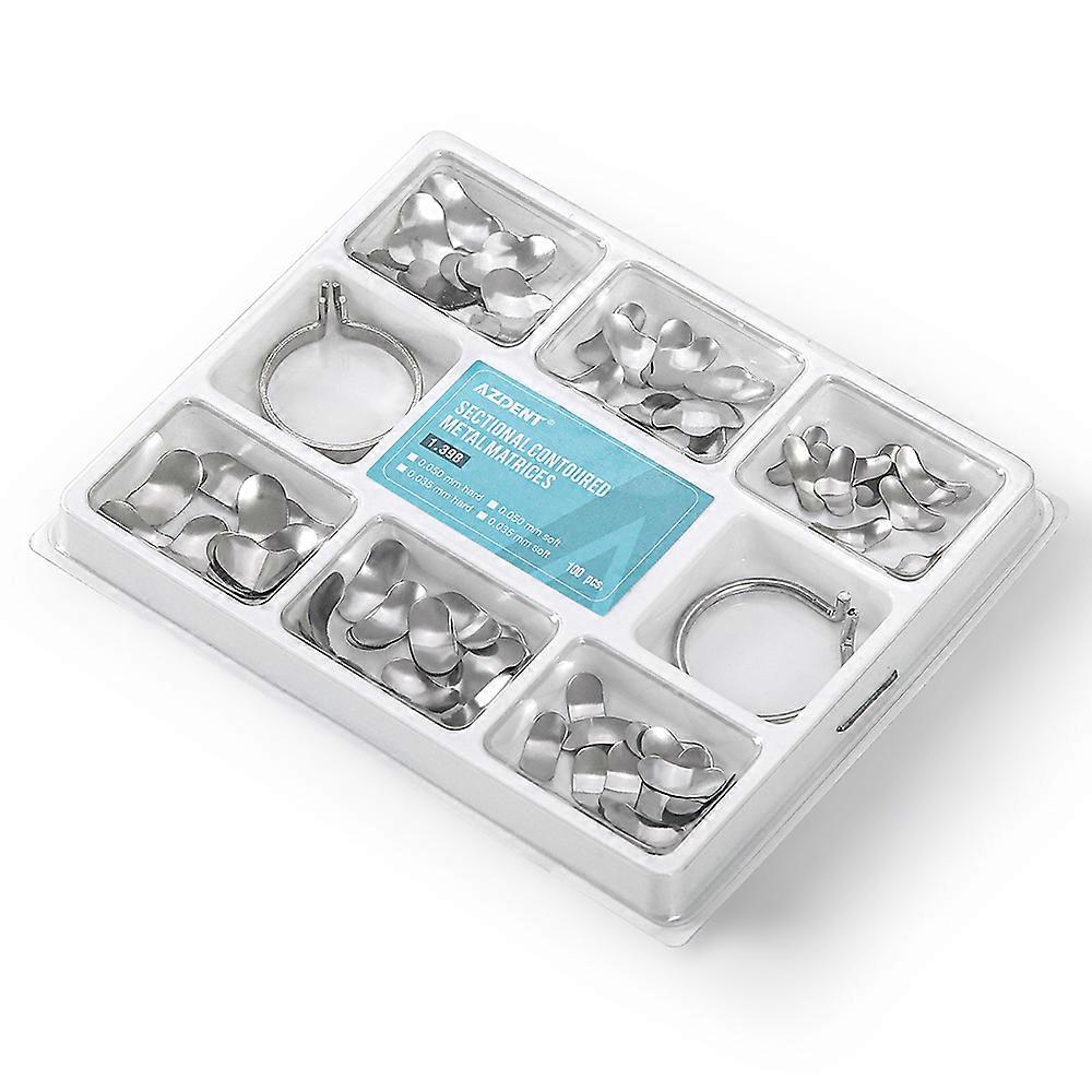 Fsw Azdent 100pcs Full Kit Dental Matrix Sectional Contoured Metal Matrices 40 Pcs Silicone Add-on Wedges Contoured With Metal Plier