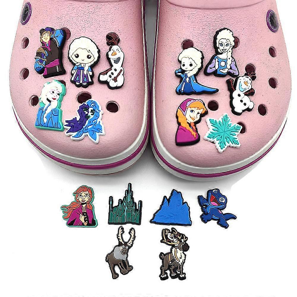 16pcs Jibbitz Charms for Crocs Clog Frozen Elsa Olaf Snowman Anna Cartoon Shoe Decoration Accessories