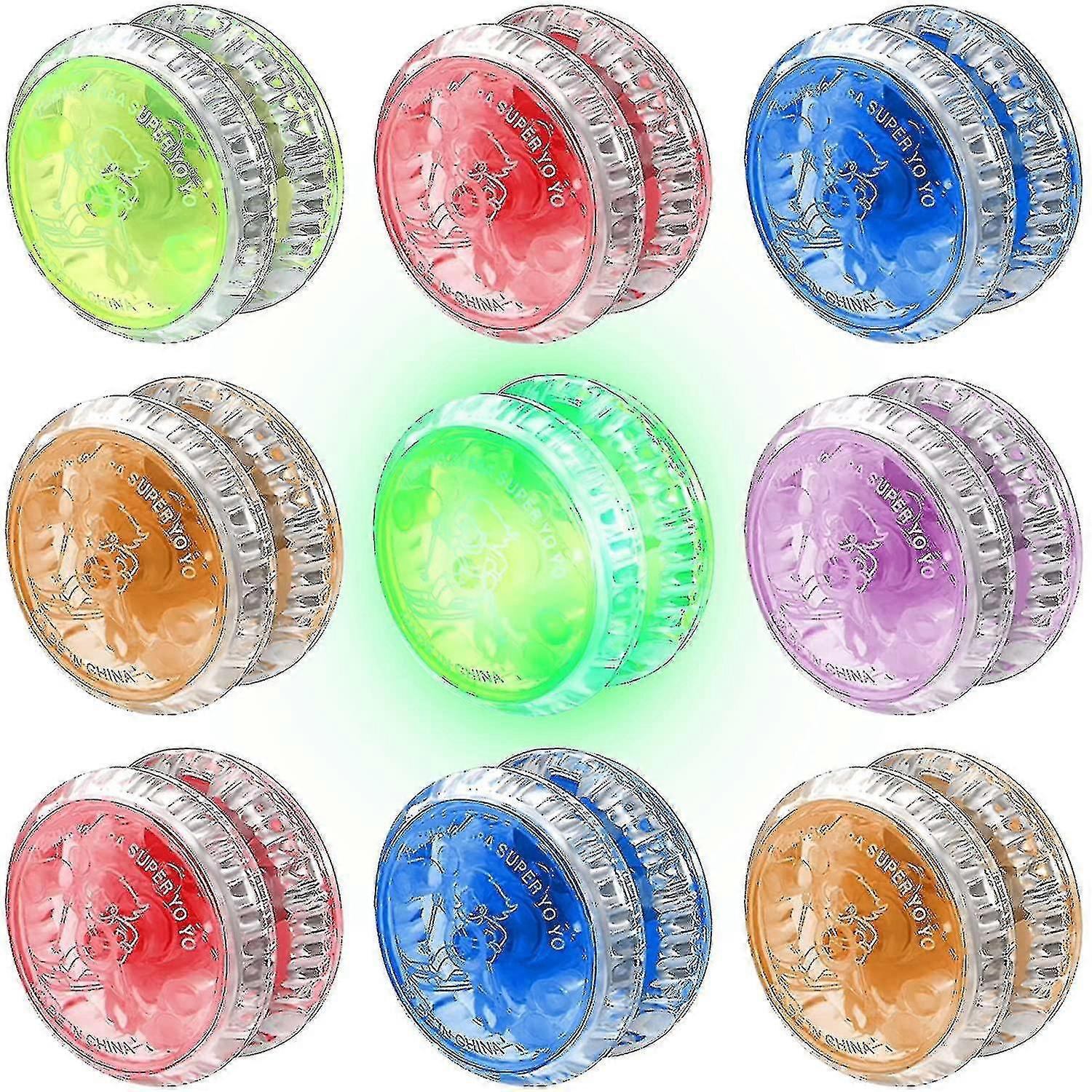 9pcs Led Light Yoyo Responsive Ball Bearing Yoyo Plastic Responsive