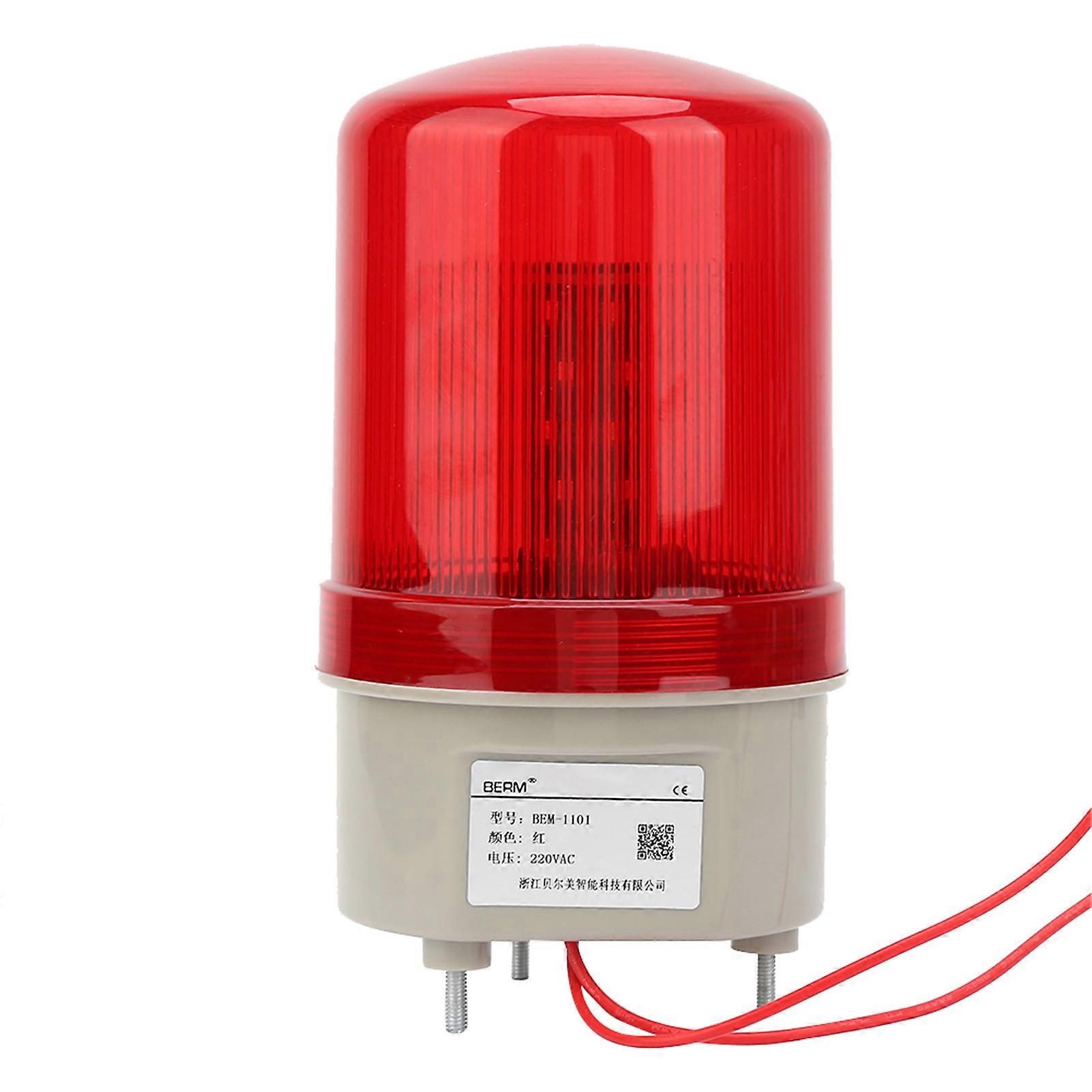 220VAC Rotating Flashing Signal Light Red LED Warning Light 97mm Diameter