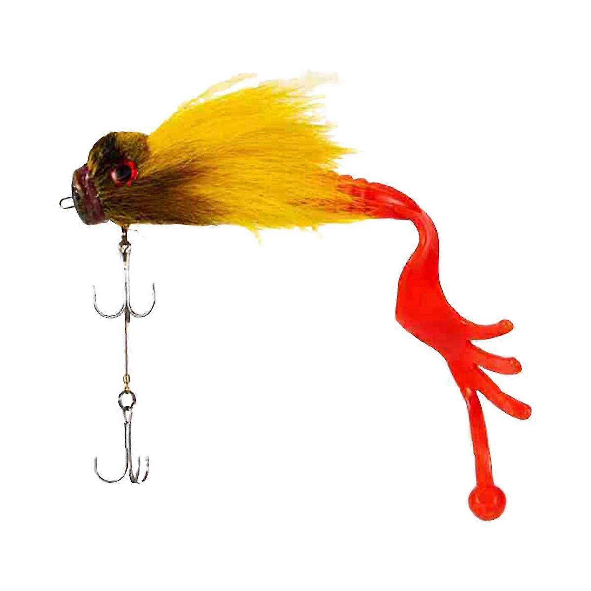 Mouse Fishing Lure Fly Hooks Freshwater Saltwater Lure Soft Fly with Double Hooks Yellow