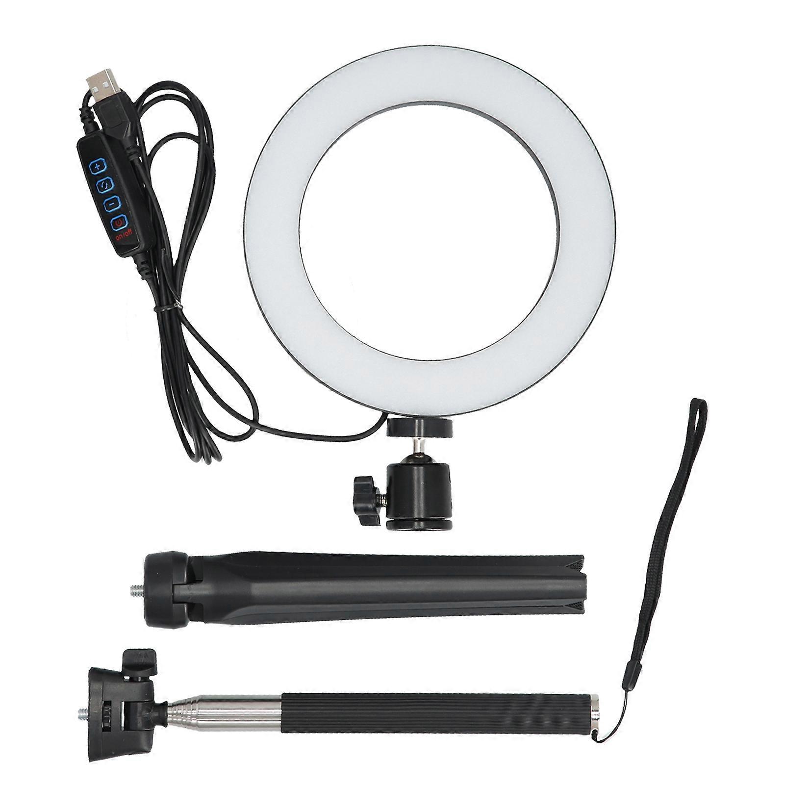 LED Selfie Fill Light Portable LED Ring Lamp 3 Mode Adjustable with Tripod for Makeup Video Live USB Powered