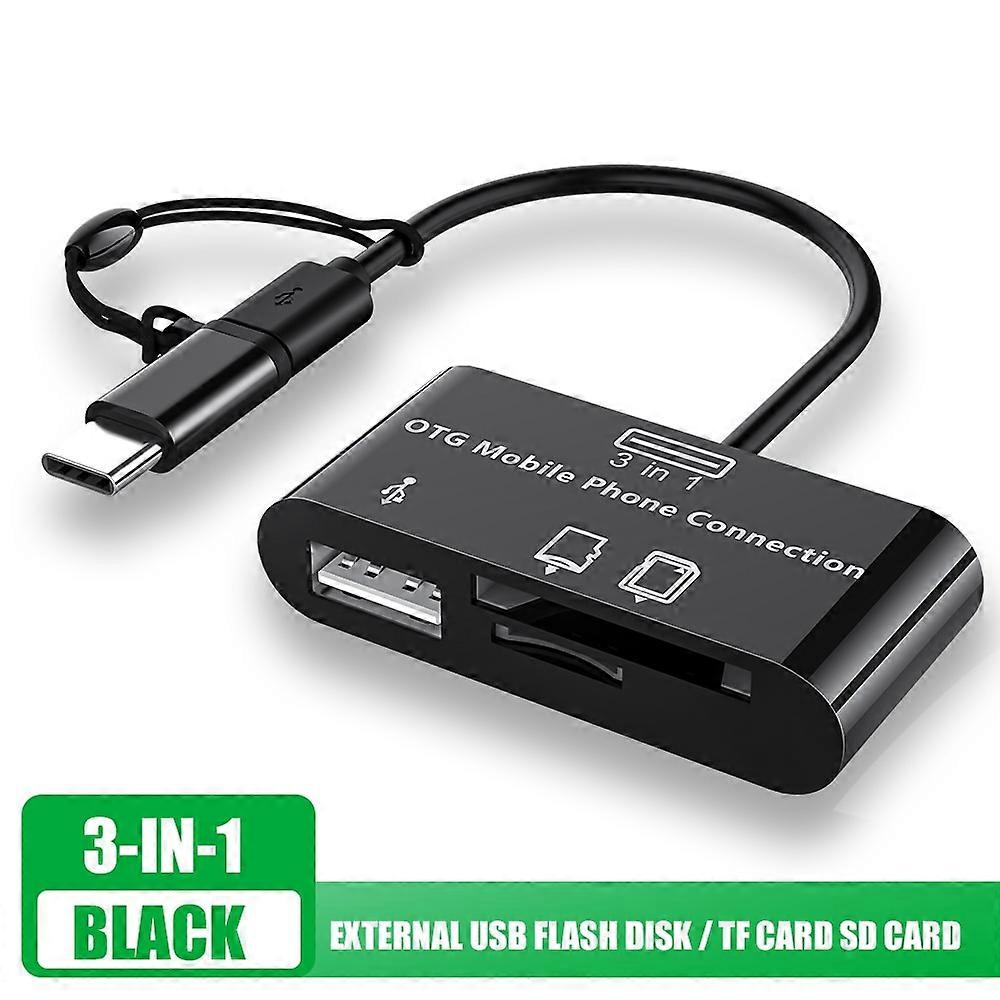 OTG SD Kart Okuyucu, 3'ü 1 Arada, Mikro USB, Type-C, Ana Bilgisayar Adaptörü, SD Kart Okuyucu, Samsung Galaxy S4, S2, S3, Not 2, Tablet için