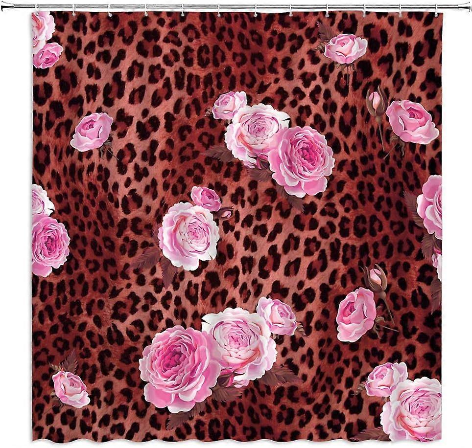 نمر زهرة دش ستارة لطيف وردي ورد الأزهار مزيج البرية نمط النمر الخلفية الإبداعية الفن الحديث ديكور الحمام المنزلي سريع الجفاف فابري