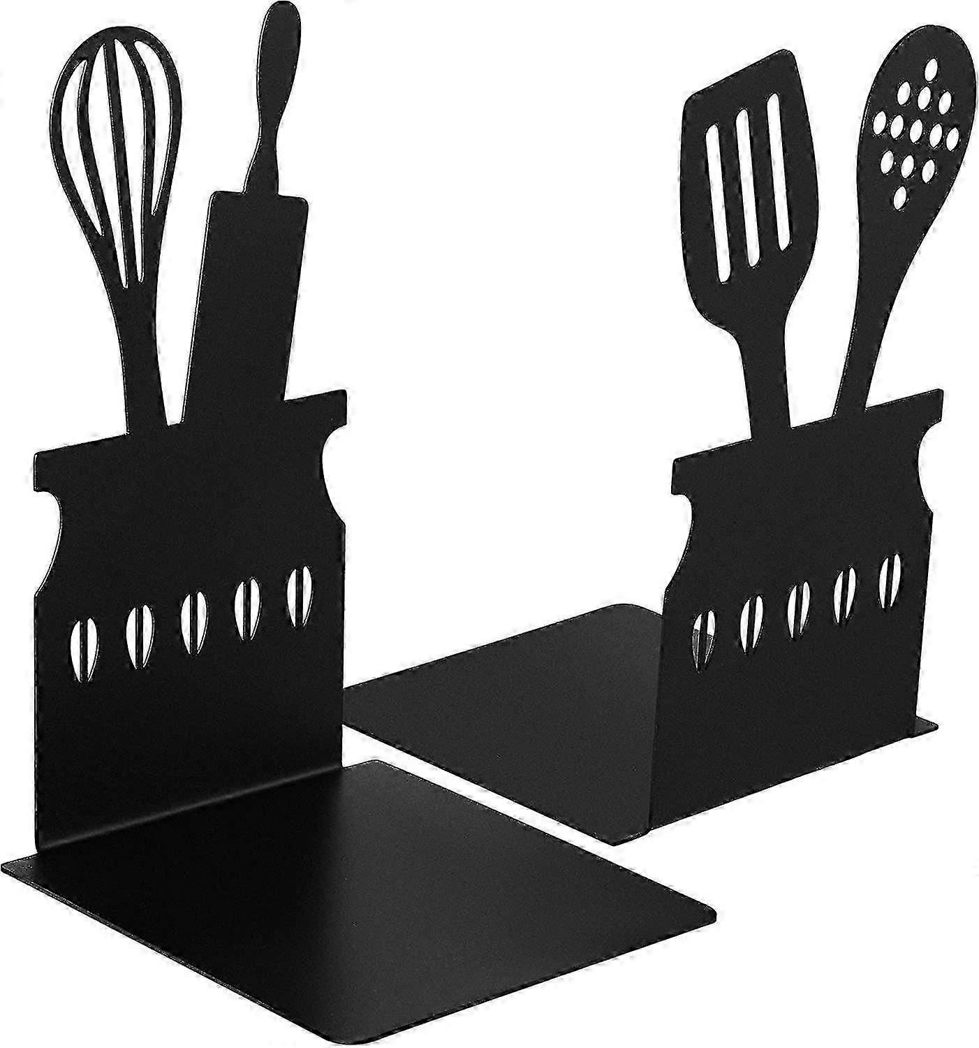 Black Kitchen Bookends 5.9 X 3.9 X 3.9 Polegadas Colher Decorativa